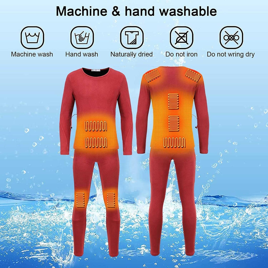Safety Certification Men's Heating Underwear Thermal Suit, USB Insulation Heating Underwear Thermal Suit, with 3 Heating Levels and 9 Heating Zones, Suitable for Winter Skiing and Motorcycles