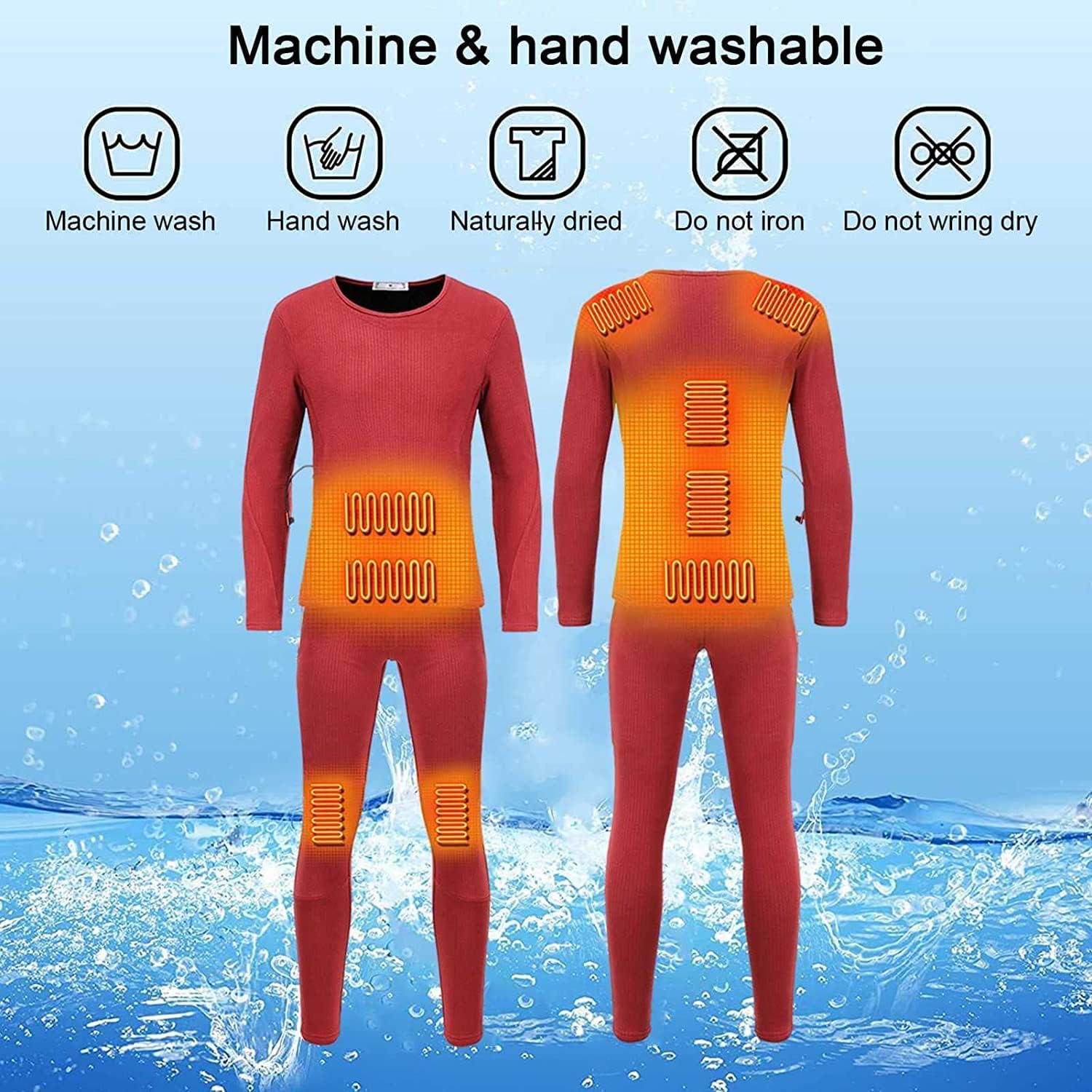 Safety Certification Men's Heating Underwear Thermal Suit, USB Insulation Heating Underwear Thermal Suit, with 3 Heating Levels and 9 Heating Zones, Suitable for Winter Skiing and Motorcycles