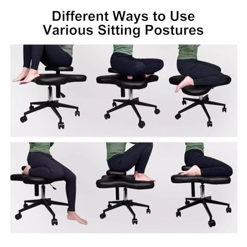 Meditation Chair, Home Office Desk Chair, Ergonomic Kneeling Chair with Wheels, Cross Legged Chair, Height Adjustable (Color : Pink, Size : Screw Adjustment) (Bianco Handle Adjustment)