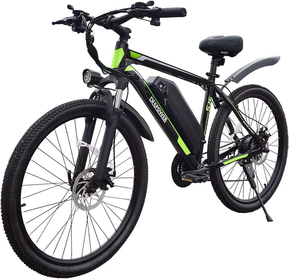 DEEPOWER S26 Electric Bike for Adult 500W Ebike 26" Mountain Electric Bicycle 48V 12.8Ah Battery 25-45Miles 25MPH Electric Bicycles 21-Speed Front Fork Suspension