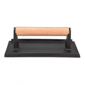 Nikou Steak Press - Commercial Cast Iron Steak Weight Wooden Handle Bacon Grill Hamburger Press cooks faster and does not curl