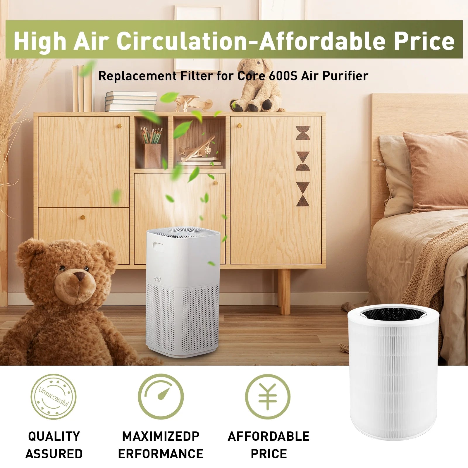 1 Pack Core 600S Replacement Filter Compatible with LEVOIT Core 600S Air Purifier, 3-in-1 H13 True HEPA Filter, High-Efficiency Activated Carbon, Compared to Part #Core 600S-RF, White