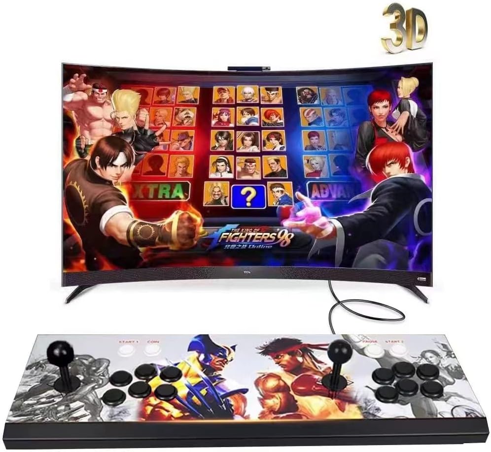XFUNY Arcade Game Console 1080P 3D & 2D Games 8000 in 1 Pandora's Box 3D 2 Players Arcade Machine with Arcade Joystick Support Expand 8000+ Games for PC / Laptop / TV / PS4 (KOF)
