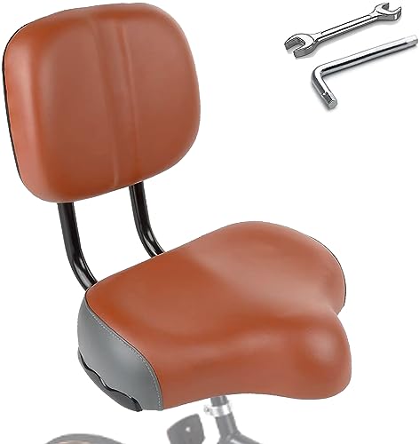 H&ZT Oversized Bike Saddle with Backrest, Universal Replacement Bicycle Saddle Comfortable Wider Compatible with Tricycle, Exercise and Road Bikes