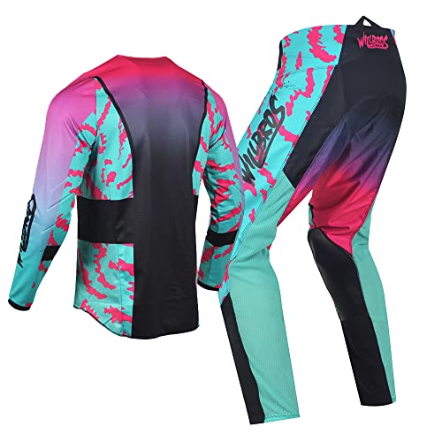 Willbros Mens Motocross Jersey Pants Combo MX Gear Set Dirt Bike Offroad Riding Racewear Adult BMX ATV