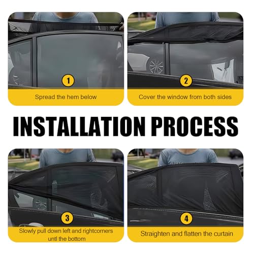 Irinidig 4 PCS Car Side Window Sunshade Net Combination Kit, Double-Layer Design Sunshade High-Density Elastic Mesh for Front Rear Window Glass, Modification Accessory, Suitable for Most SUVs