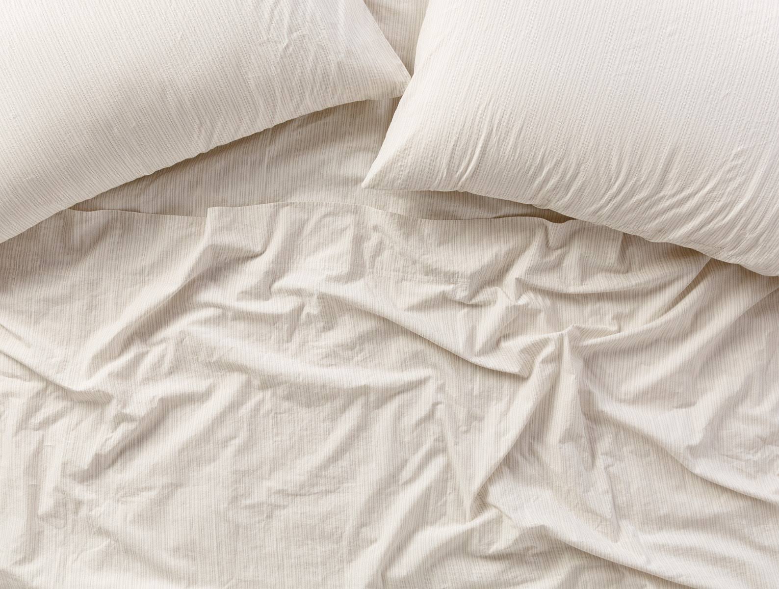 Coyuchi | Organic Crinkled Percale Fitted Sheet King Steel Blue