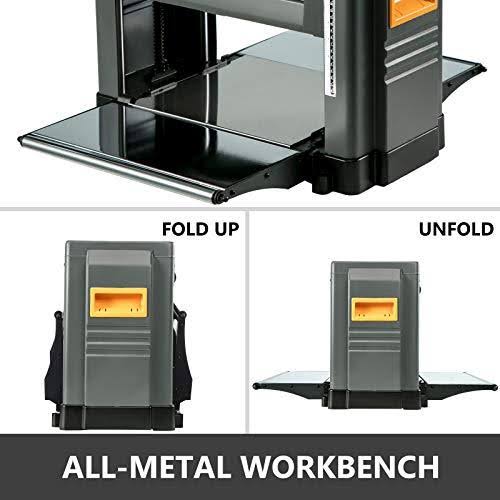 Mophorn Thickness Planer 12.5inch Thickness Planer Woodworking 1500W Double Cutter Benchtop Thickness Planer 15 Amp with Stand H