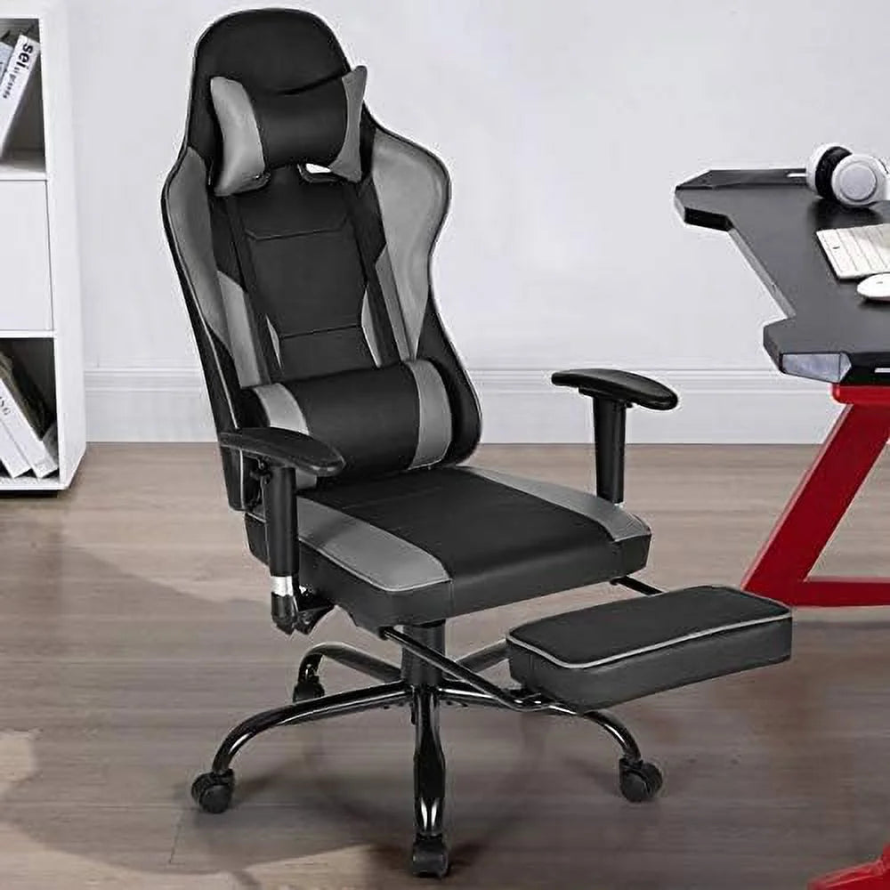 Gaming Chair  High Back Computer Gaming Chair with Adjustable Armrests &amp; Massage Lumbar Support  Swivel Ergonomic Reclining Office Chair (Black)