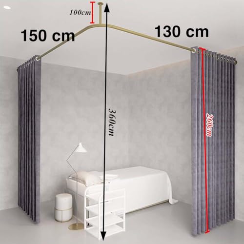 Wedding Dress Shop Fitting Room, Simple Clothing Store Dressing Room U-Shape Room Divider Corner Wall Mounted Privacy Partition Curtains for Privacy Protection ﻿(Size:150x130cm)