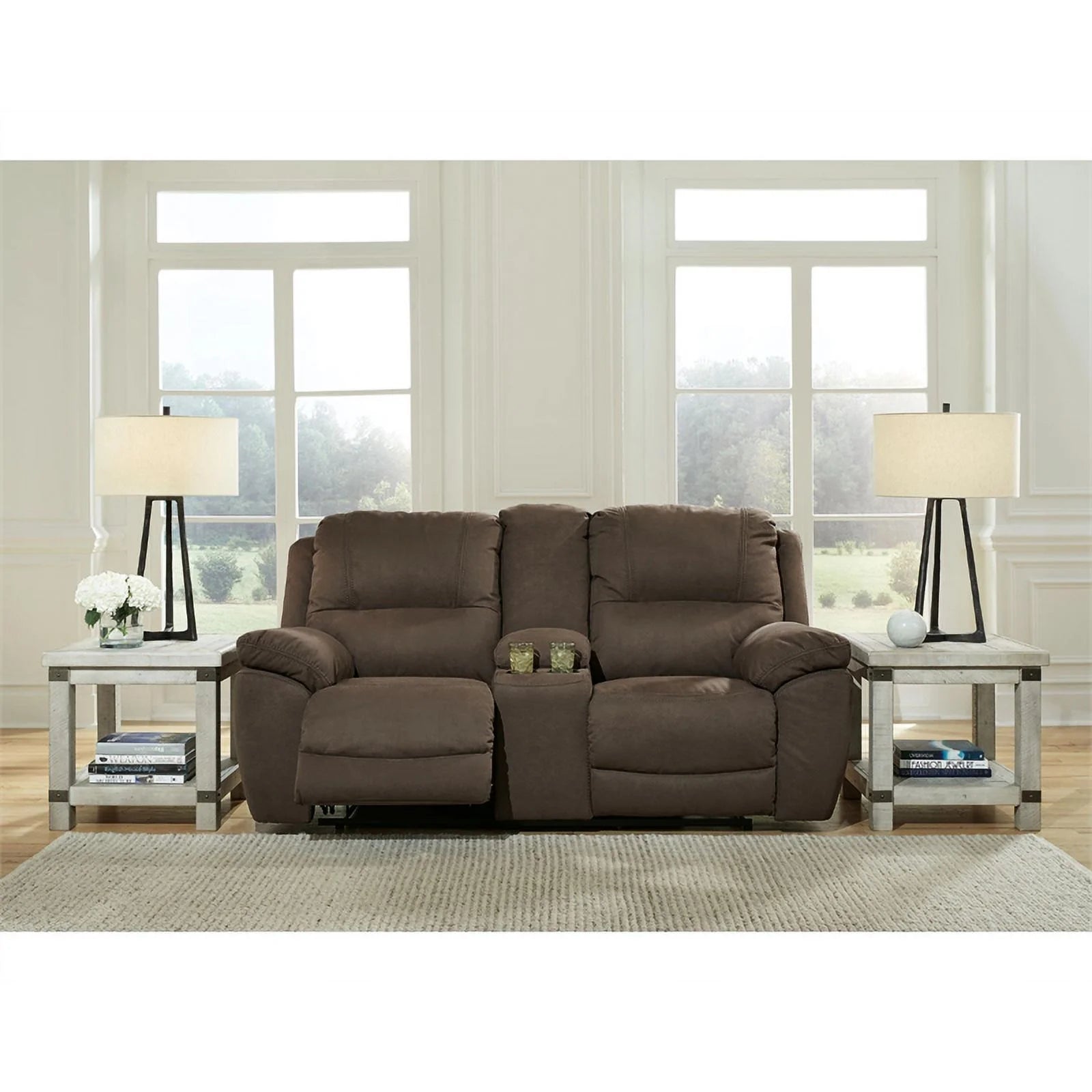 Ashley Furniture Next-Gen Gaucho Faux Leather Power Reclining Loveseat in Brown