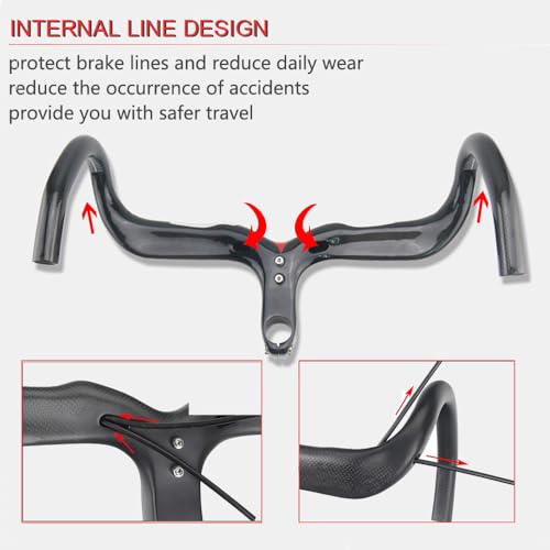 Carbon Fiber Handlebars Integrated 28.6mm Carbon Handlebars Carbon Bicycle Drop Handlebars Iightweight Carbon Handlebar Drop Handlebar Road Bike 400/420/440mm