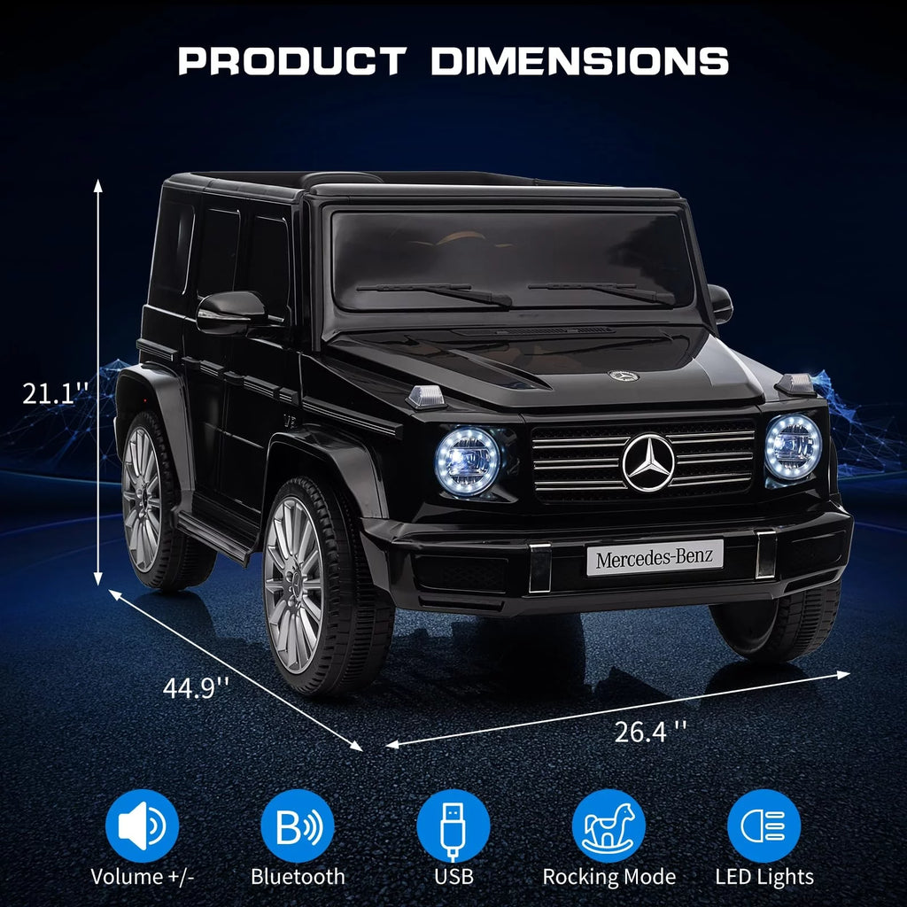 24V Battery Powered Ride On Cars with Remote Control, Licensed Mercedes Benz G500 Electric Car for Kids Boys Girls Gifts, Ride on Trucks Toys with Bluetooth, Music, Led Lights