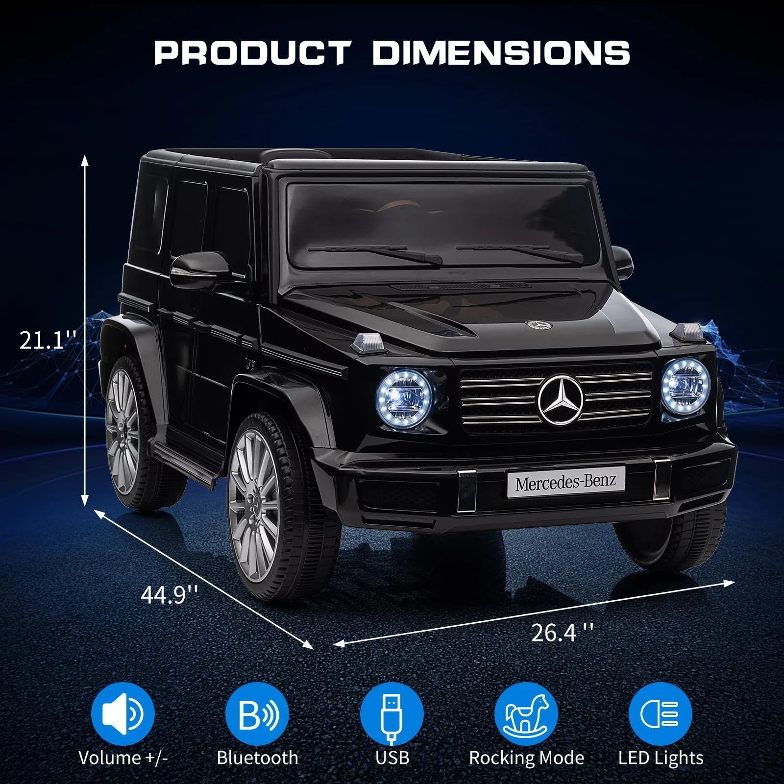 24V Battery Powered Ride On Cars with Remote Control, Licensed Mercedes Benz G500 Electric Car for Kids Boys Girls Gifts, Ride on Trucks Toys with Bluetooth, Music, Led Lights