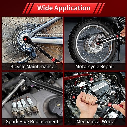 3/8-Inch Torque Wrench, Dual-direction 10-45ft.lb/13.6-61Nm, 72-Tooth Dual Range Scales Torque Wrench with Quick Release Reversible Head for Bike/Bicycle