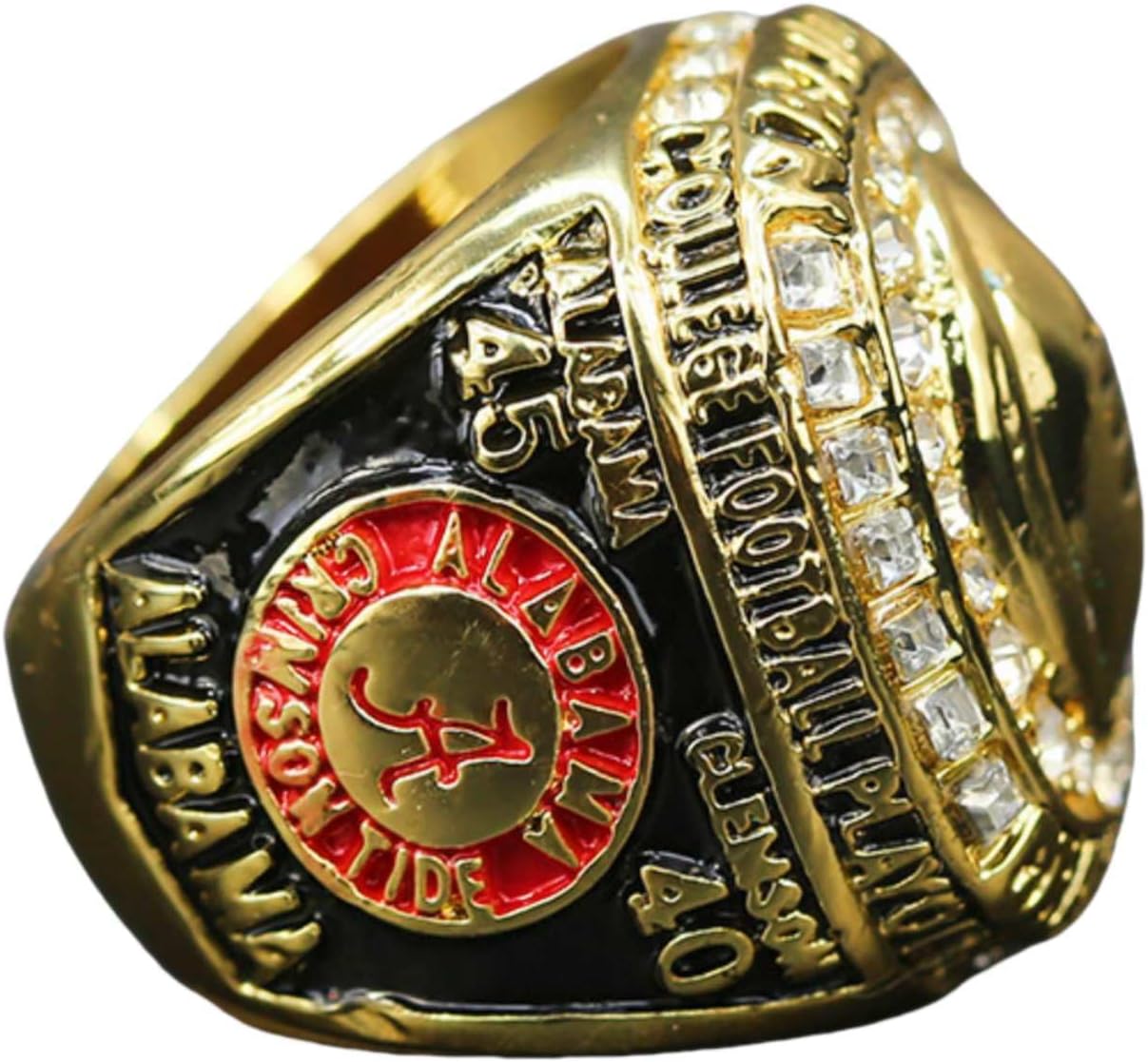 Alabama for Football 2015 'National Champions Ring - Size 11/ Sports Fan Tribute with Golden Glow Rings in Sandalwood Box - Ideal Gift for Men, Women & Fans Boys Youth, Large