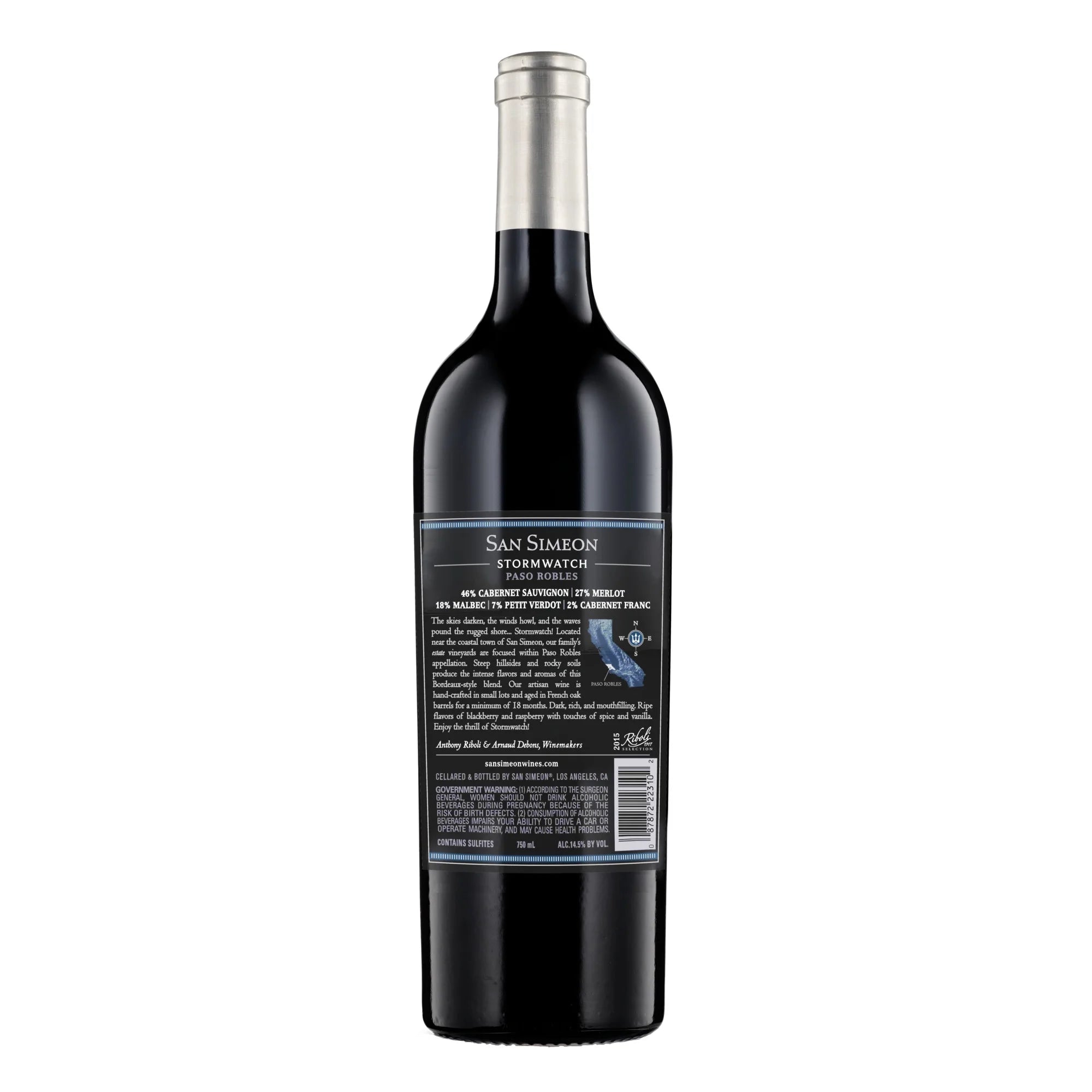 San Simeon Stormwatch Estate Red Wine, 750ml Glass Bottle, Paso Robles, California