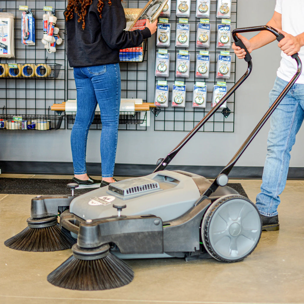Tomahawk Power TOS38 38" Walk Behind Push Sweeper w/ Triple Power Side Brooms
