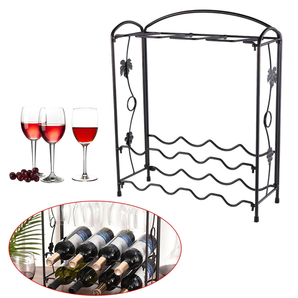 ZhdnBhnos 2-Tier 8 Bottles Stackable Wine Rack Countertop Glasses Storage Organizer Floor Standing Holder Display Shelf