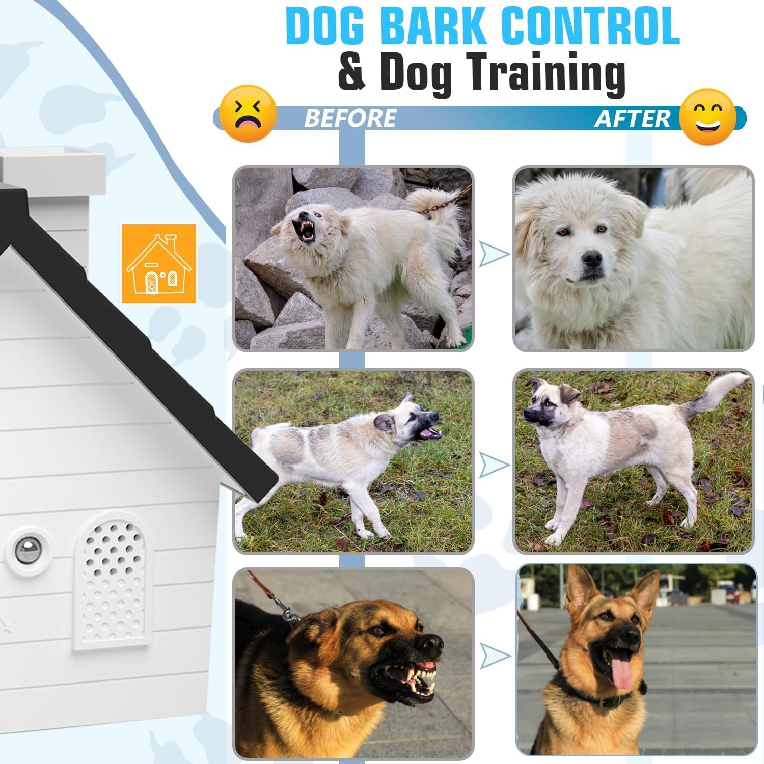 Bark Box, Anti-Barking Device for Dogs, Ultrasonic Dog Bark Deterrent Devices, 50 Ft. Dog Barking Stopper Indoor Outdoor, Suitable for Small Medium Large Dogs