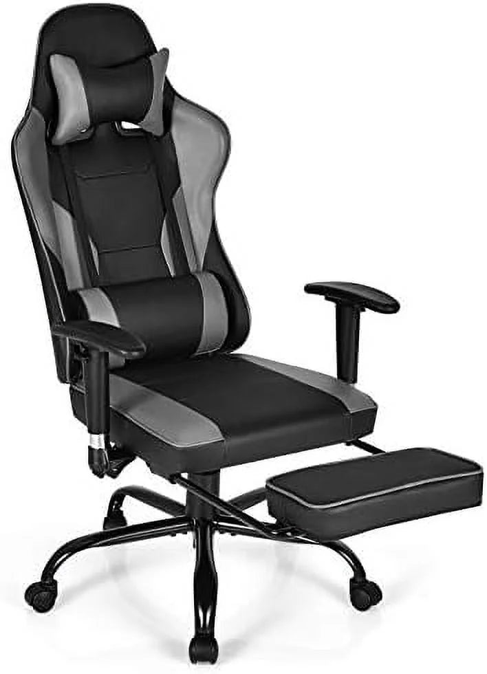 Gaming Chair  High Back Computer Gaming Chair with Adjustable Armrests &amp; Massage Lumbar Support  Swivel Ergonomic Reclining Office Chair (Black)