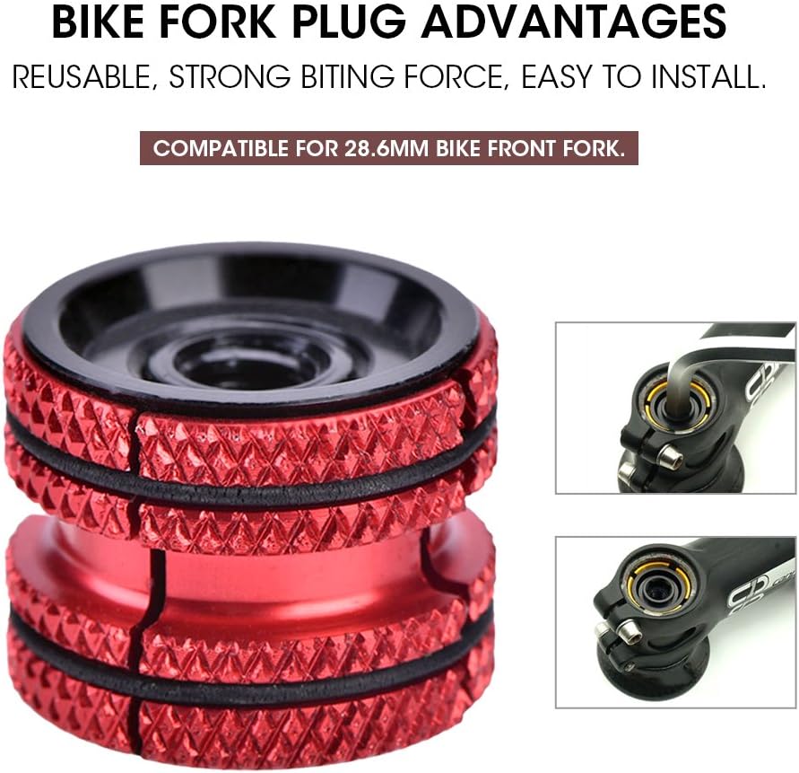 Headset Expander Plug, Bike Headset Carbon Fork Compression Plug for 28.6mm(Red) Compression Plug Carbon Steerer Bike Headset Compression Plug
