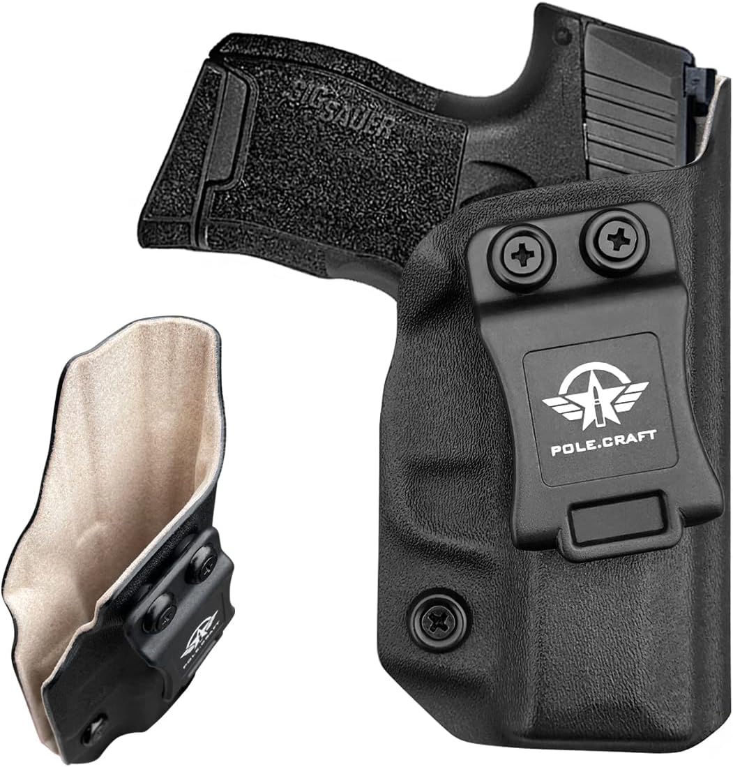 Sig P365 Holsters IWB Kydex Leather Holster Fit: Sig Sauer P365 / P365 SAS / P365 X Pistol Case - Inside Waistband Concealed Carry - P365 Accessories- Cover Mag-Button - No Scratch, No Dropping