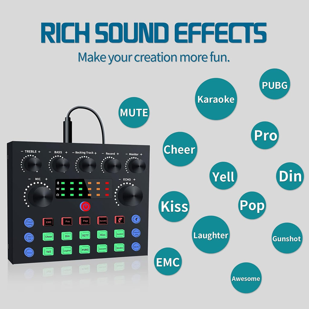 Podcast Equipment Bundle,Audio Interface with All-In-One DJ Mixer and Studio Broadcast Microphone, Perfect for Recording,Live Streaming,Gaming,Compatible with PC,Smartphone,Play Station Pack of 2