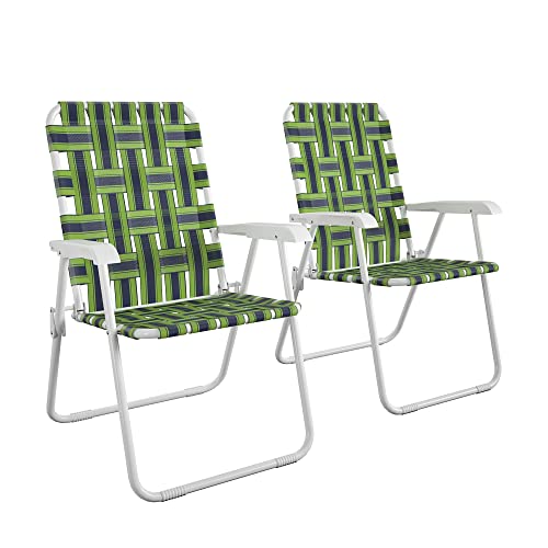 CoscoProducts Folding Lawn Chairs, 2-Pack, Blue and Green