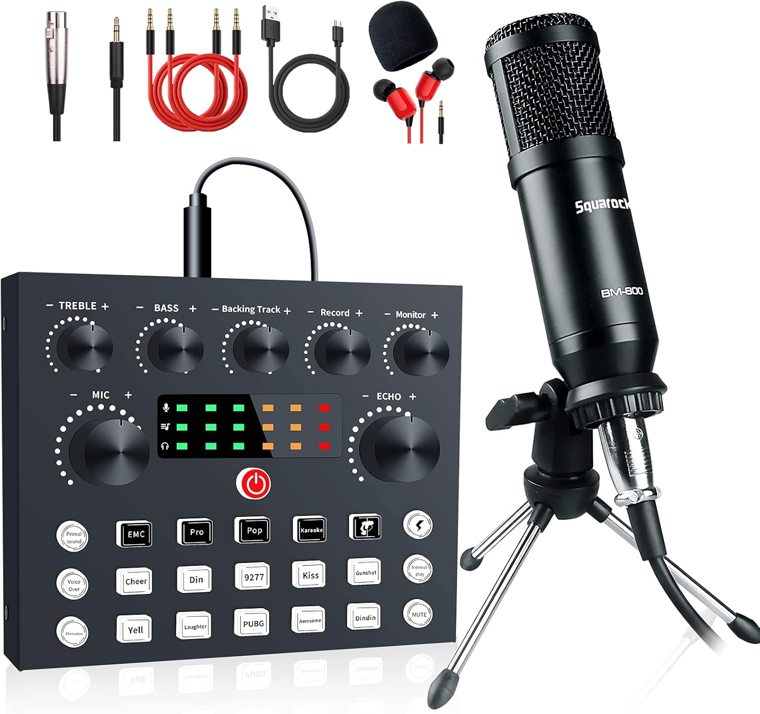Podcast Equipment Bundle,Audio Interface with All-In-One DJ Mixer and Studio Broadcast Microphone, Perfect for Recording,Live Streaming,Gaming,Compatible with PC,Smartphone,Play Station Pack of 2