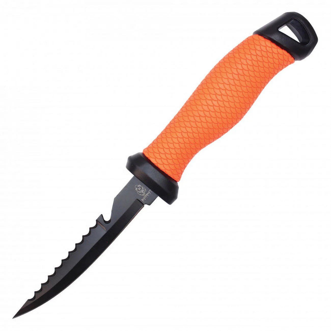 10.5" Gut Hook Filet Knife Orange Handle with Black Sheath