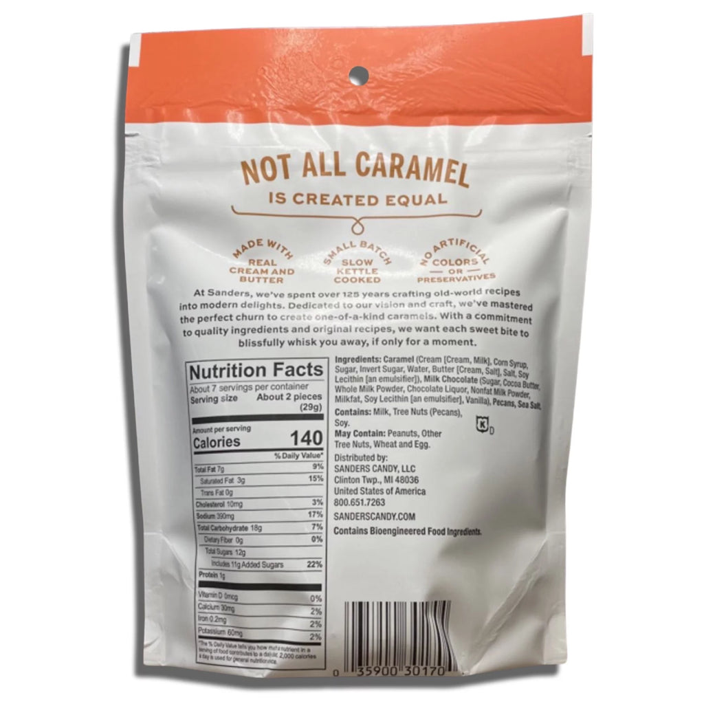 Small Batch Chocolate by Sanders Bundled by Tribeca Curations | 7 Ounce Bag | Value Pack of 2 (Milk Chocolate Sea Salt Pecan Caramel Cluster)