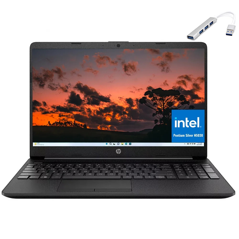 HP 15.6" Laptop, Intel Pentium Silver N5030 Processor, Intel UHD Graphics, 16GB RAM, 512GB SSD, Wi-Fi, Bluetooth, Windows 11 Home S Mode, Bundle With Cefesfy USBHUB