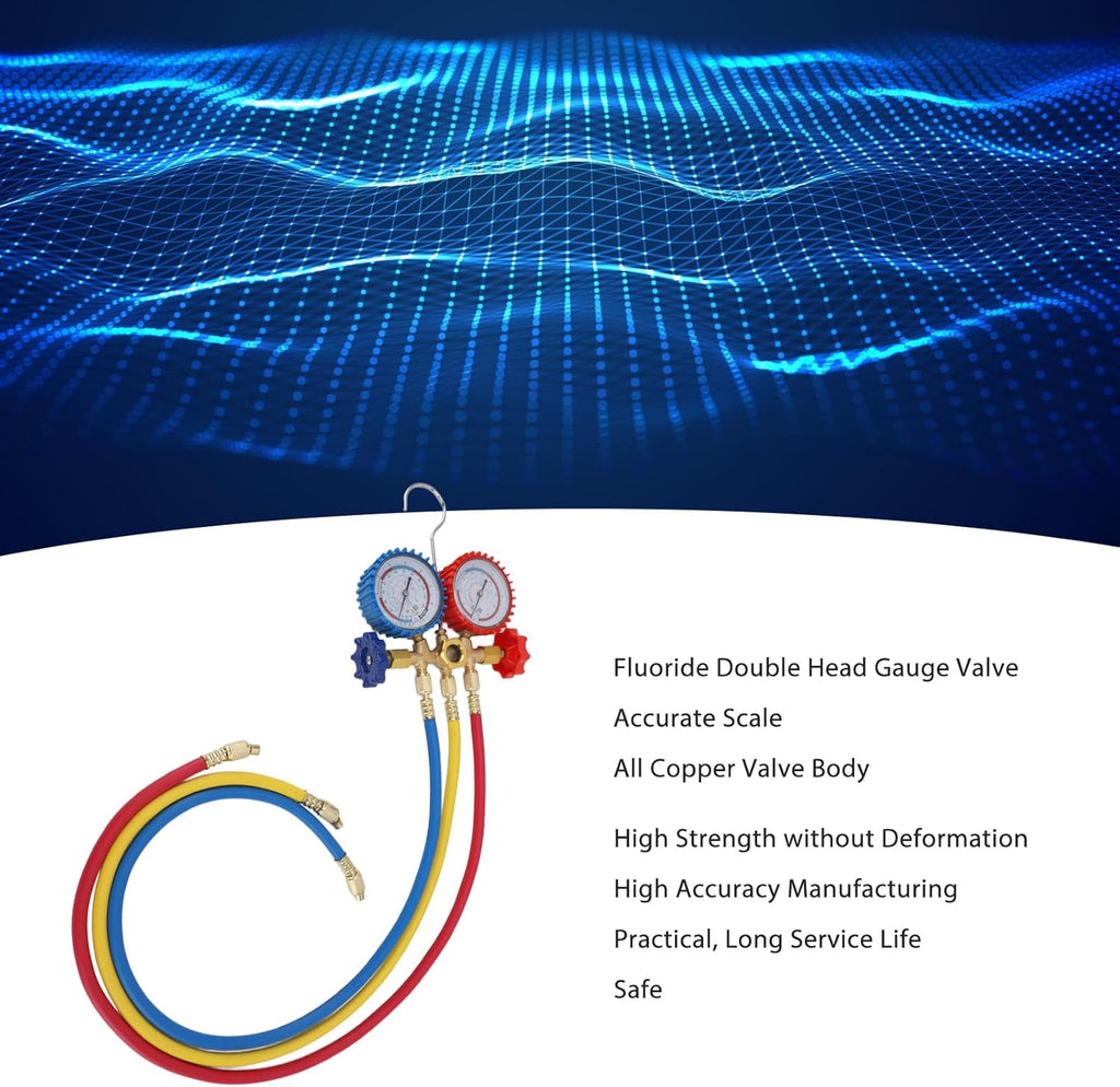 AC Diagnostic Manifold Gauge R22 R12 R404 R134 Double Head Anti Shock Vacuum Pressure AC Gauge Set