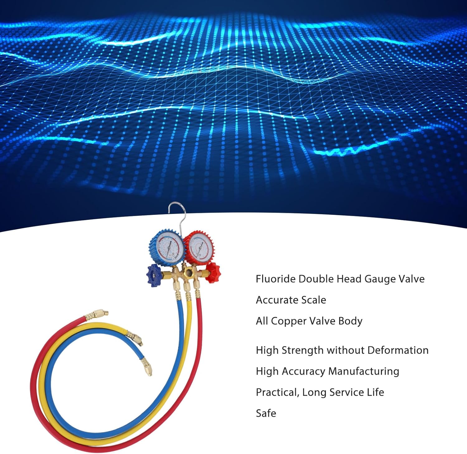 AC Diagnostic Manifold Gauge R22 R12 R404 R134 Double Head Anti Shock Vacuum Pressure AC Gauge Set