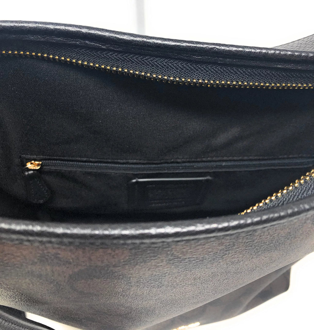 Coach (C2819) Val Signature Brown Black Leather Duffle Shoulder Crossbody Bag