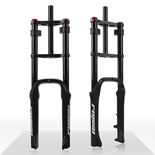 QHIYRZE Fat Bike Fork 20 Inch Bike Suspension Fork Travel 110mm Air Fork 28.6mm Straight Double Shoulder Front Fork Rebound Adjustable for 4.0" Tire Snow Beach E-Bike