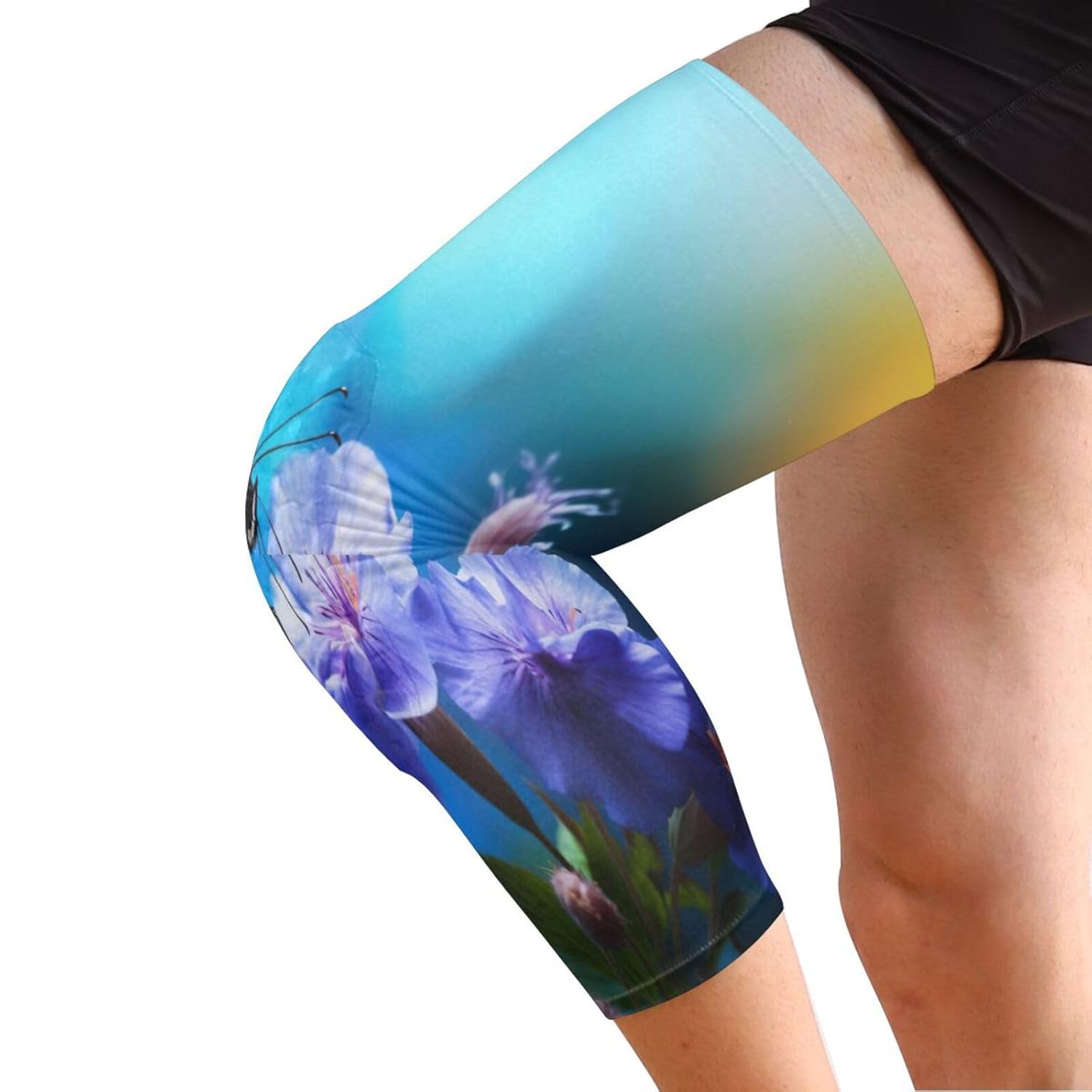 Purple Flower Butterfly Protective Volleyball Knee Pads for Youth Adult 1 Pair of Wrestling Leg Sleeves with Honeycomb Design Protector Gear for Football Basketball Cycling Men Women