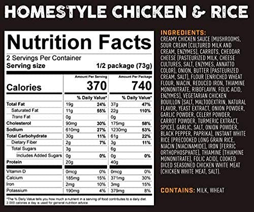 Peak Refuel Homestyle Chicken and Rice | Freeze Dried Backpacking and Camping Food | Amazing Taste | High Protein | Real Meat | Quick Prep Meals