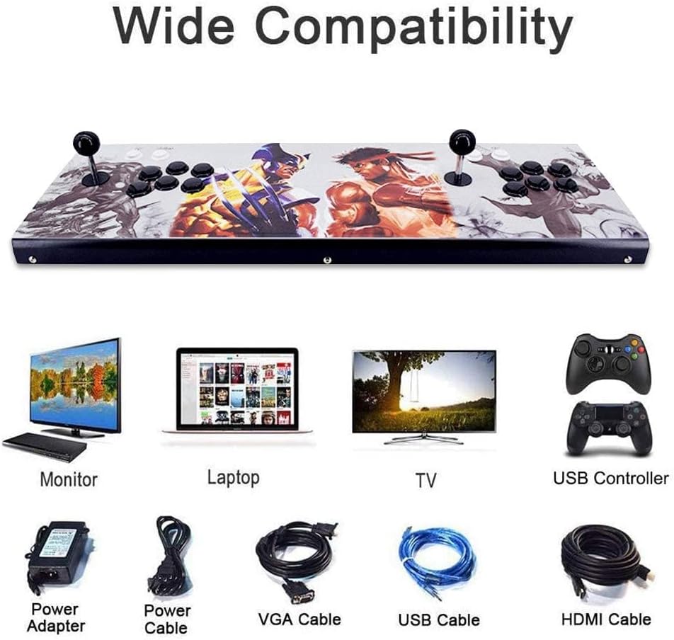 XFUNY Arcade Game Console 1080P 3D & 2D Games 8000 in 1 Pandora's Box 3D 2 Players Arcade Machine with Arcade Joystick Support Expand 8000+ Games for PC / Laptop / TV / PS4 (KOF)