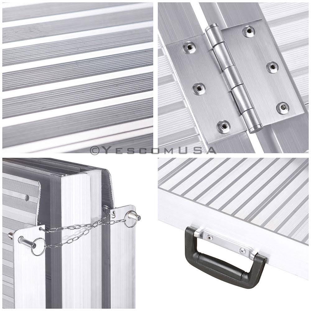 Yescom 8& Aluminum Portable Folding Wheelchair Ramp Mobility Handicap Scooter, Size: 1XL