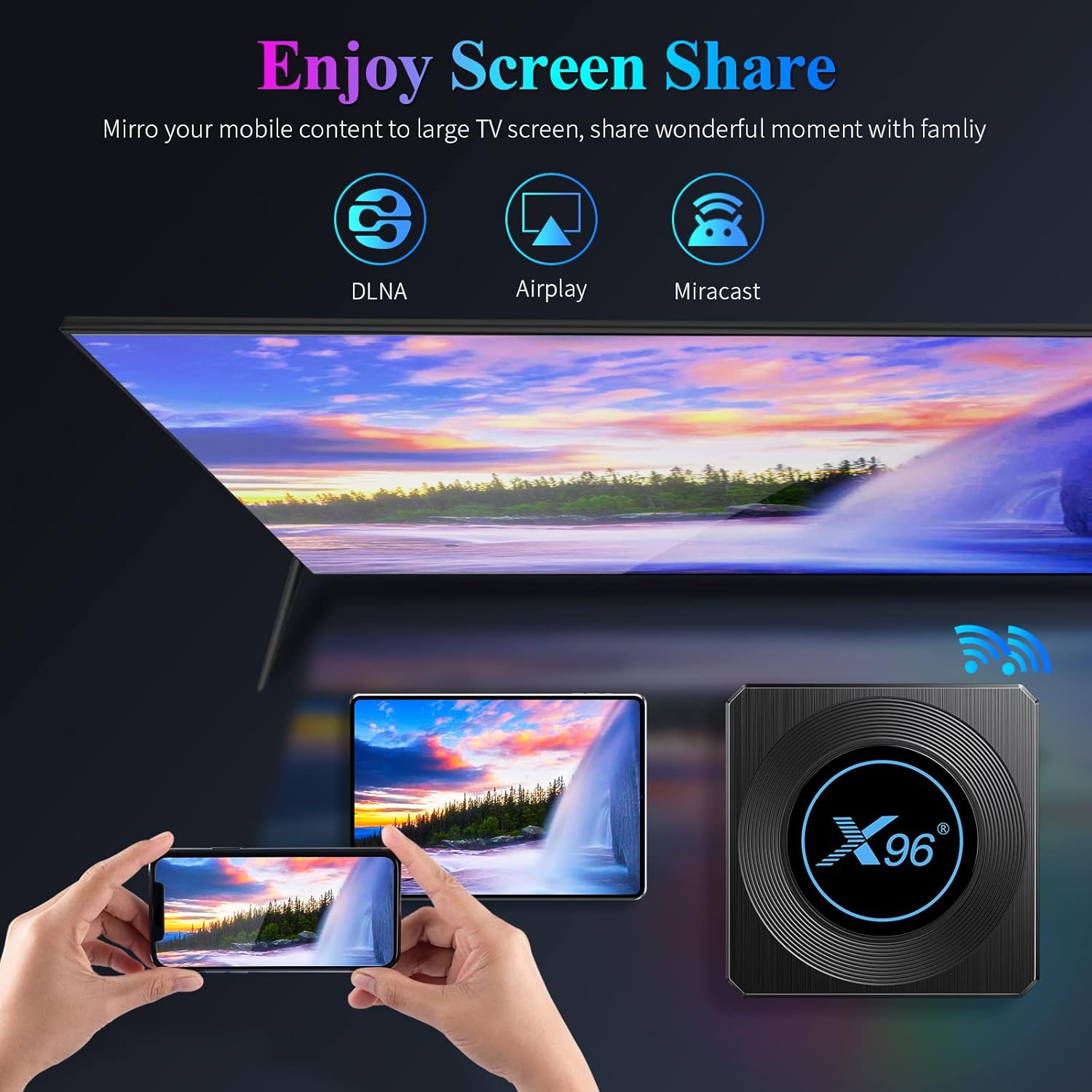 Android TV Box 11.0 4GB 64GB, Android Box Amlogic S905X4 Support Ethernet 1000M LAN 2.4G 5.8G WiFi Bluetooth 4.2 with 8K/6K/3D TV Box