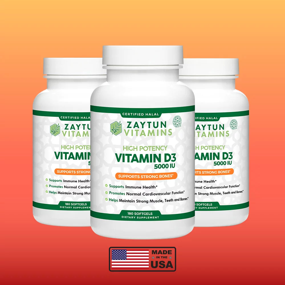 Zaytun Vitamins Halal Vitamin D3 5000 IU, 180 Softgels