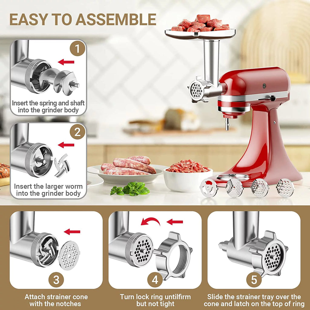 InnoMoon Meat Grinder & Slicer Shredder Attachments for KitchenAid Stand Mixers