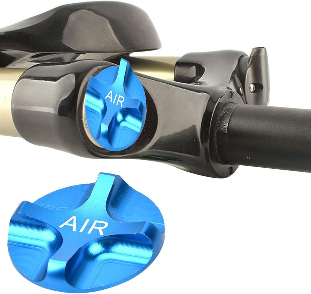 Air Valve Cap, MTB Headset Cap, Aluminium Alloy Suspension Fork Front Fork Airtight Valve Cover Bike Axxessory (Blue)