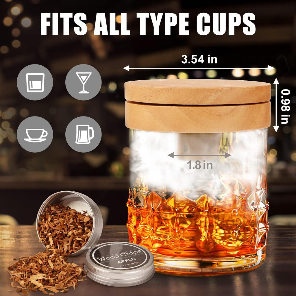 Cocktail Smoker Kit with Torch, Old Fashioned Cocktail Kit with 4 Flavors Wood Chips, Drink Smoker for Whiskey Pack of 2