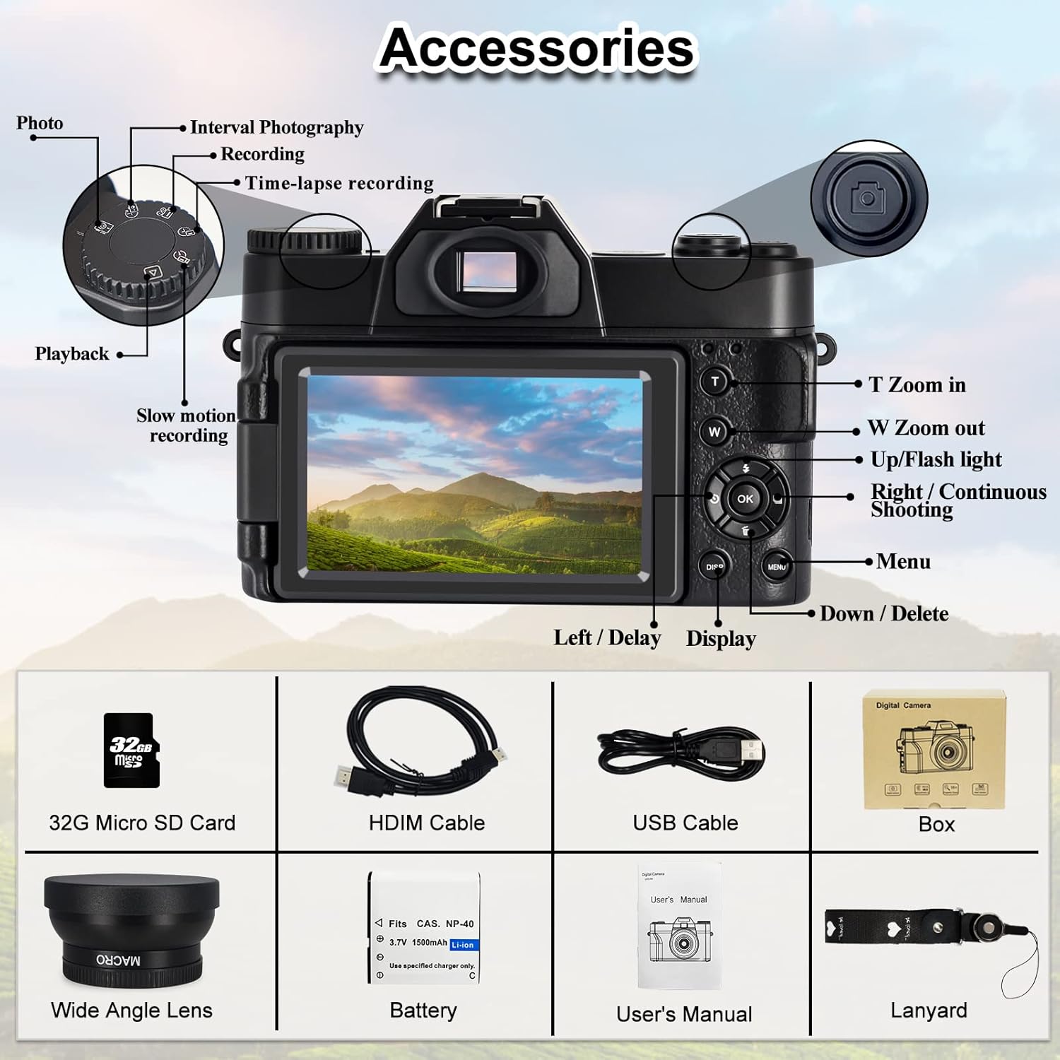 Vlogging Camera, 48MP Digital Camera 4K Video Camera for YouTube with WiFi, 3.0 Inch Flip Screen Camcorder, 16X Digital Zoom Blogging Camera with 32GB Micro Card