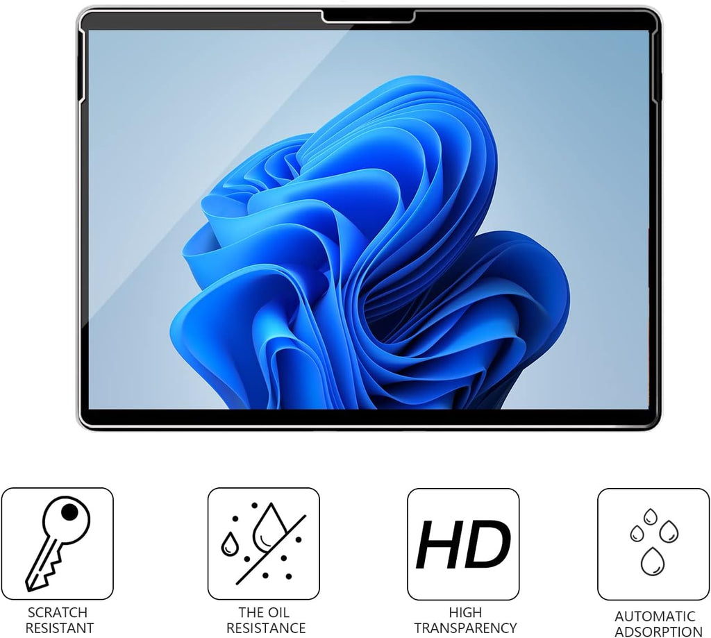 Megoo Tempered Glass Screen Protector for Microsoft Surface Pro 9 / Pro 11/10 2024/ Surface Pro 8/X 13 Inch, Easy Installation, Scratch Resistant, Friendly Touching Screen Protector, [2 pack]
