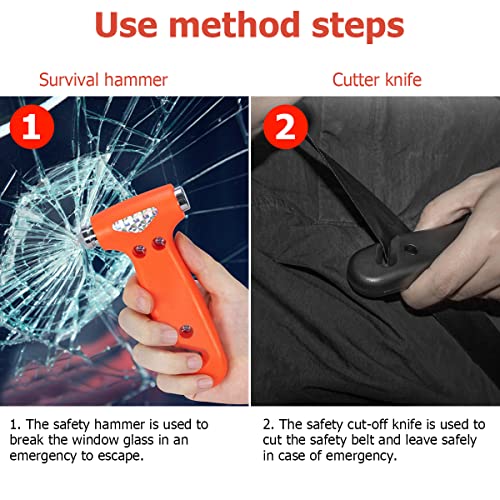 BELOMI 2 Pack Car Safety Hammer, Emergency Escape Tool with Window Breaker and Seat Belt Cutter, 5-in-1 Auto Multifunctional Escape Hammer for Accident, Vehicle Survive Accessories