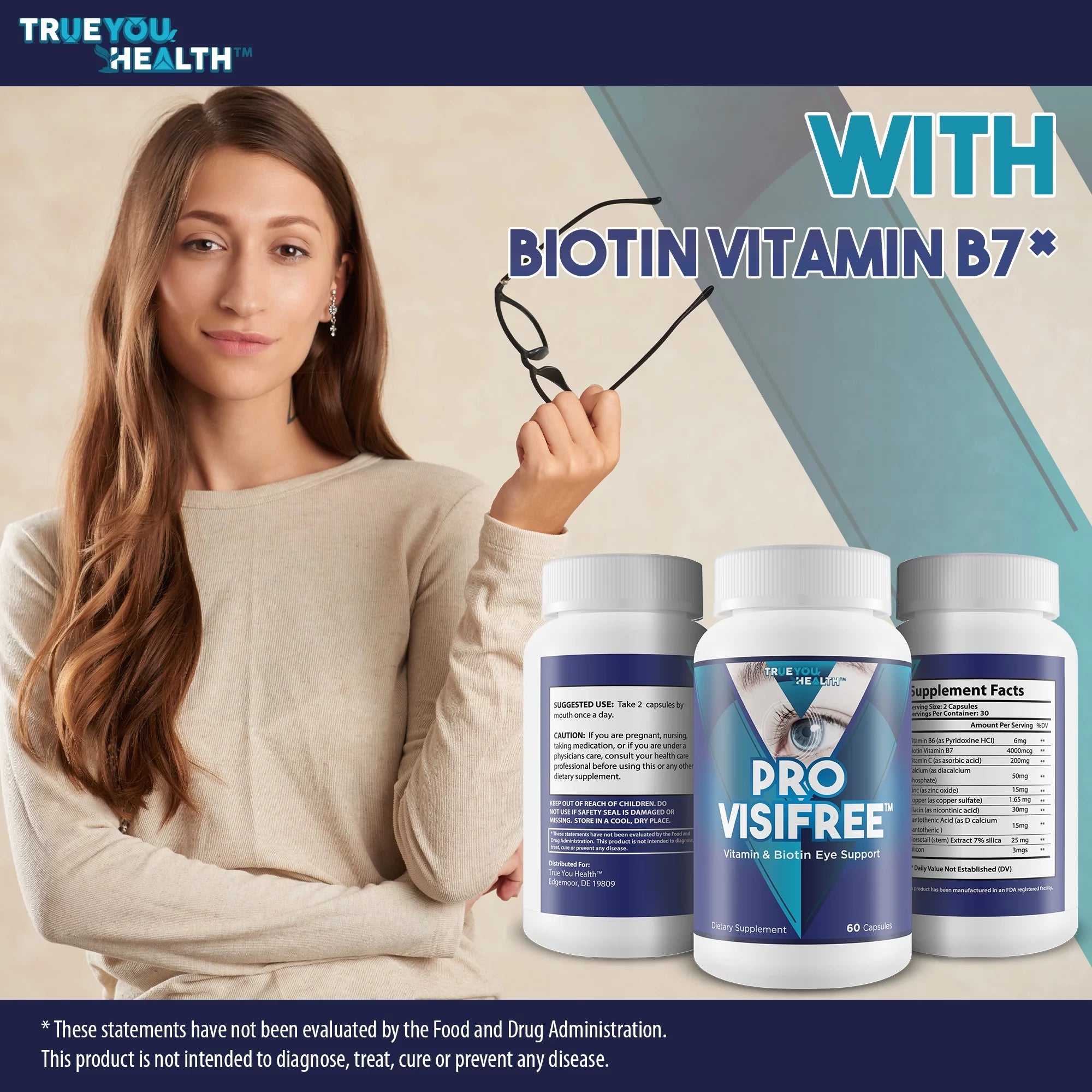Pro VisiFree - Vitamin & Biotin Eye Support - Help Reduce Eye Sensitivity & Blurred Vision & Eye Strain with Minerals & Vitamins - Support Macula Health With Antioxidants - Natural Vision Support